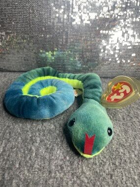 Hissy The Snake: Ty Plush Snake in Teal, Blue & Neon Yellow